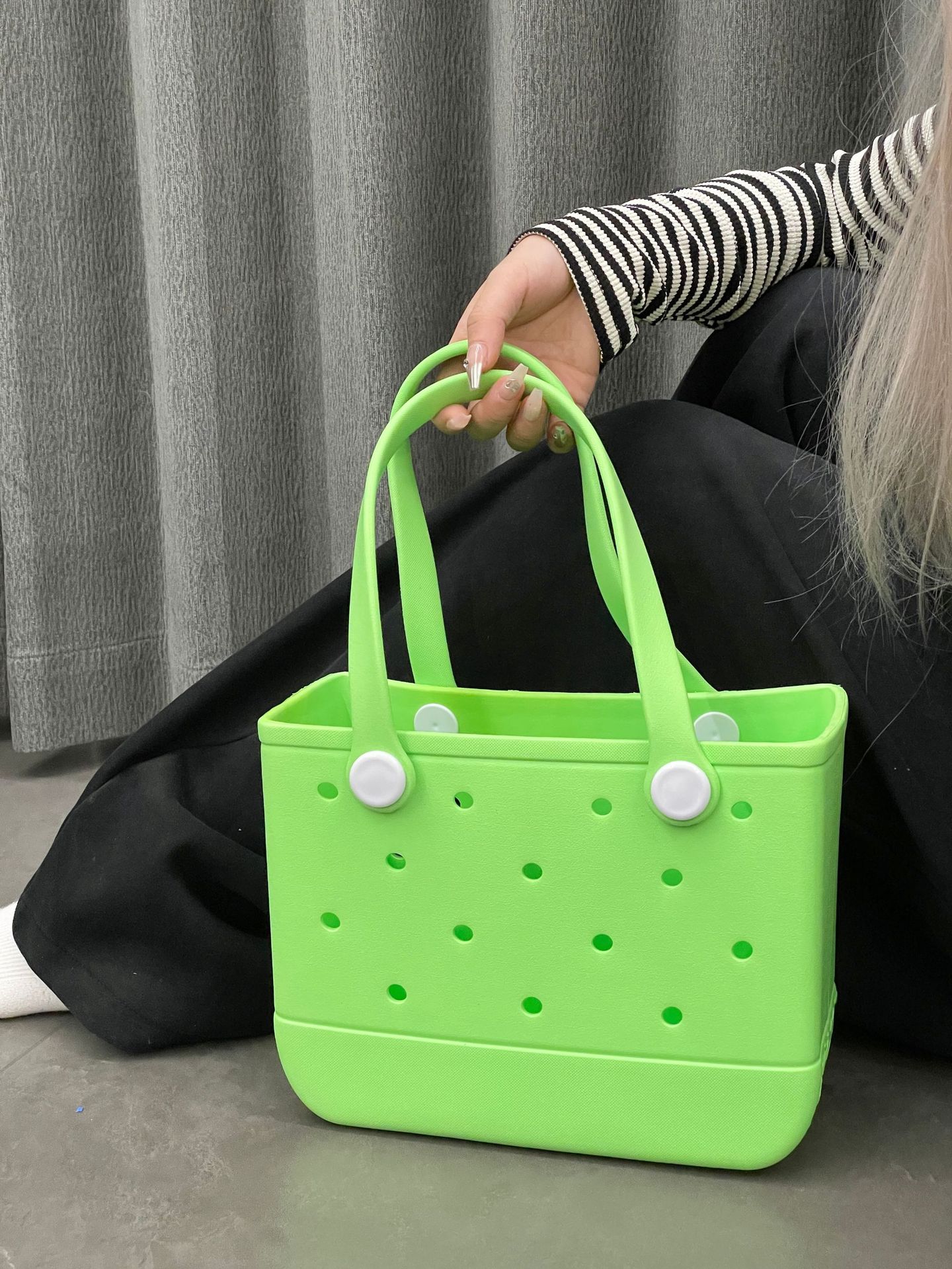 840g Weight Open Closure Type Double Handle Strap Type Tote Bag Bags Type Casual Occasion EVA Material Solid Color Pattern Spring&Summer Season Women's Gender Streetwear Style Square Shape Medium Size Women's Medium EVA Solid Color Streetwear Square Open Tote Bag 15