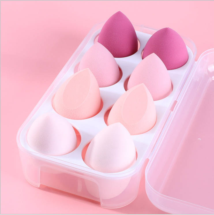 Huevo de belleza súper suave no comer polvo gota de agua Calabaza oblicuo corte huevo cáscara traje paquete maquillaje huevo mojado y seco de doble uso soplo de polvo