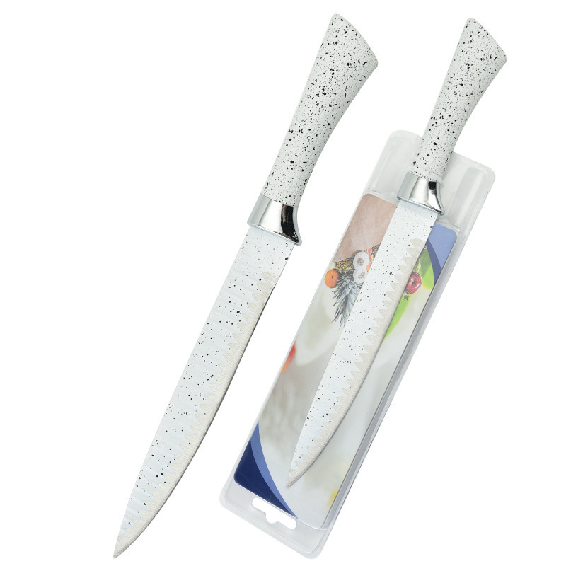 En stock fábrica nuevo mango de herradura spot patrón de onda cocina seis piezas de acero inoxidable cuchillo de pintura en aerosol traje de cuchillo