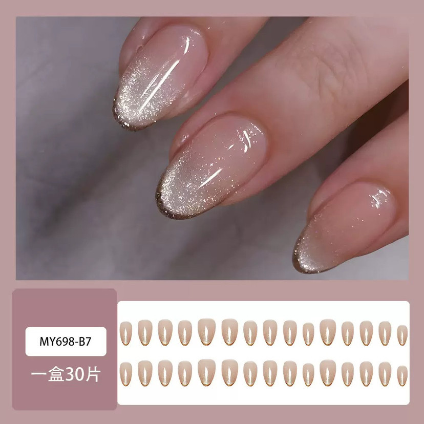 Puntas de uñas postizas de estilo europeo y americano, piezas de uñas desmontables de longitud media, uñas usables, puntas de uñas puras y elegantes.