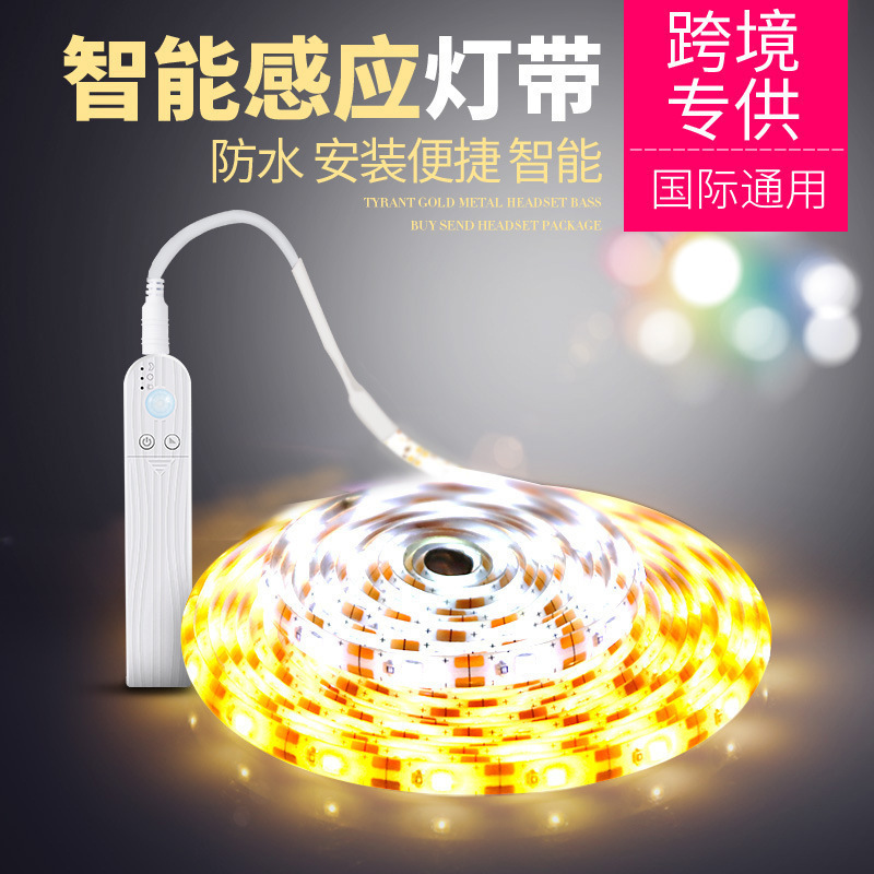 Qianrun Lighting Led Light Strip Waterproof 2835 Human Body Sensor Light with Battery Box Flexible Light Strip Dimming Night Light