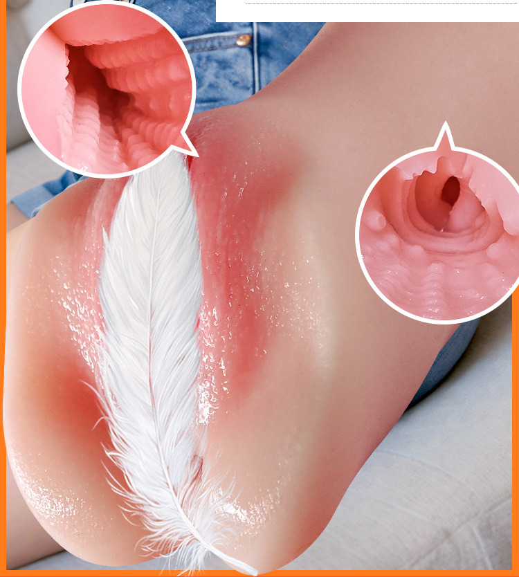 Jiuai Half-Body Masturbator with Realistic Vaginal and Anal Channels, Manual TPE Stroker — detail image 14