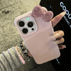 iPhone16promax Apple 15 携帯電話ケース 14 新しいスタイル 13 女性に適したハイエンドのピンクの立体リボン