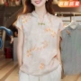 立领短袖夏季提花衬衫