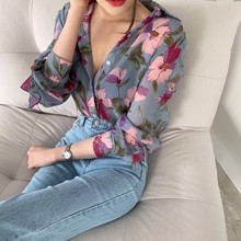 超仙气质轻奢碎花雪纺女2025春夏薄款洋气上衣长袖设计感衬衣