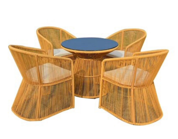 Mesa y silla al aire libre patio al aire libre impermeable protección solar ratán muebles combinación balcón ocio ratán Silla de tres piezas conjunto