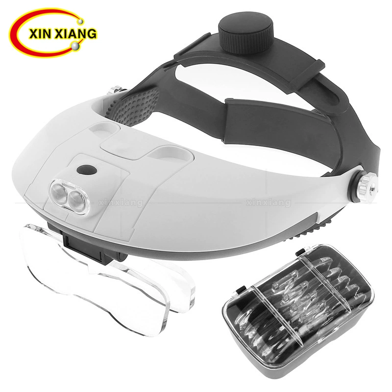 Двойной светодиодный свет белый свет пожилые люди для чтения пять раз наголовное увеличительное стекло Сменные линзы Ремонт очки для чтения