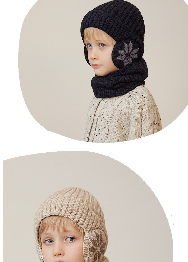Kindermütze Winter Samt Hals Set Gestrickte Wollmütze Herren und Mädchen Warmer Ohrenschutz Hoodie Kopfkappe_voghion.com