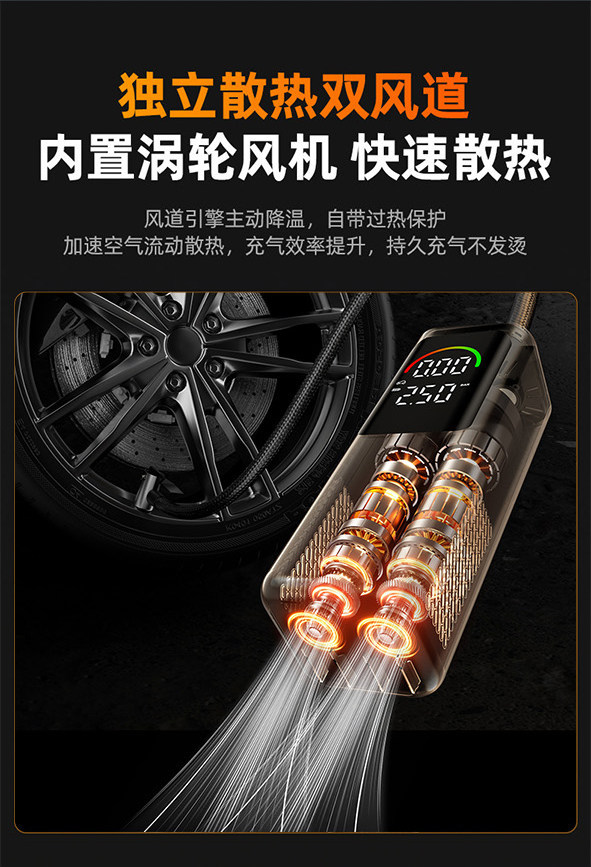 Car air pump, car emergency starting power supply, all-in-one electric air pump with power bank and battery jump starter