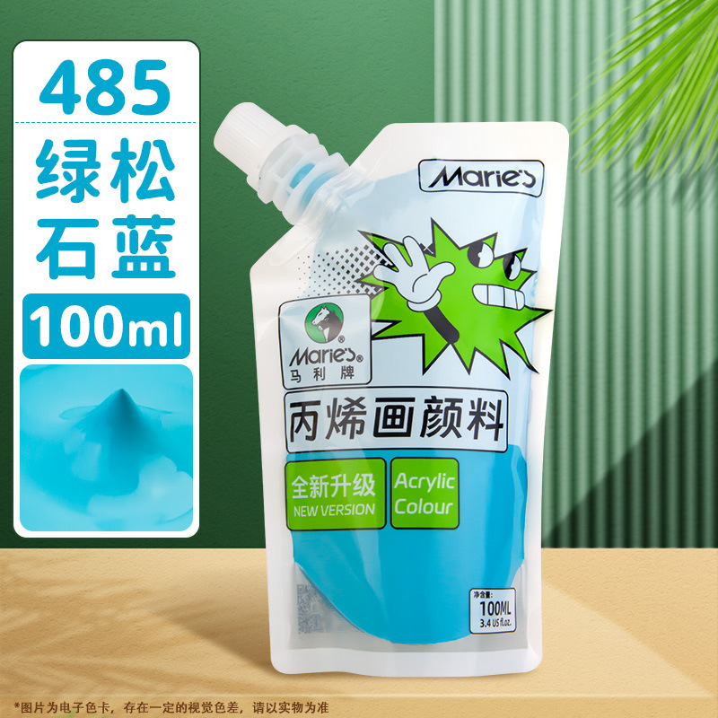 Pintura acrílica Marley en bolsa, paquete de recarga de 100 ml, juego de acrílico sin formaldehído para estudiantes de arte, graffiti, resistente al agua