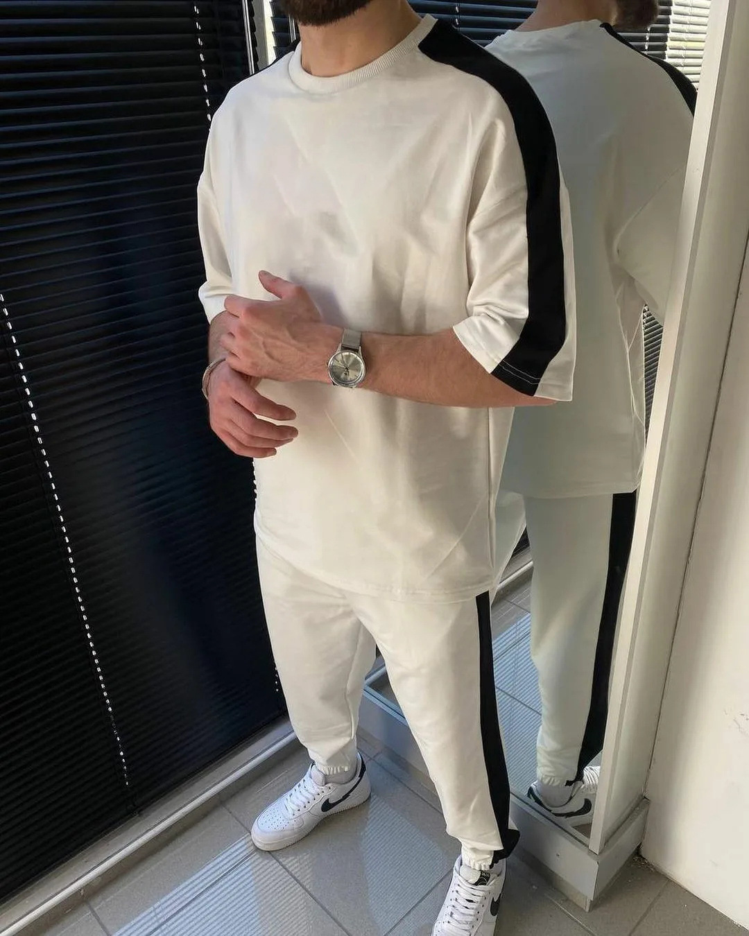 2024 nuevos hombres moda camiseta de manga corta pantalones otoño tendencia casual traje ME13 ML4