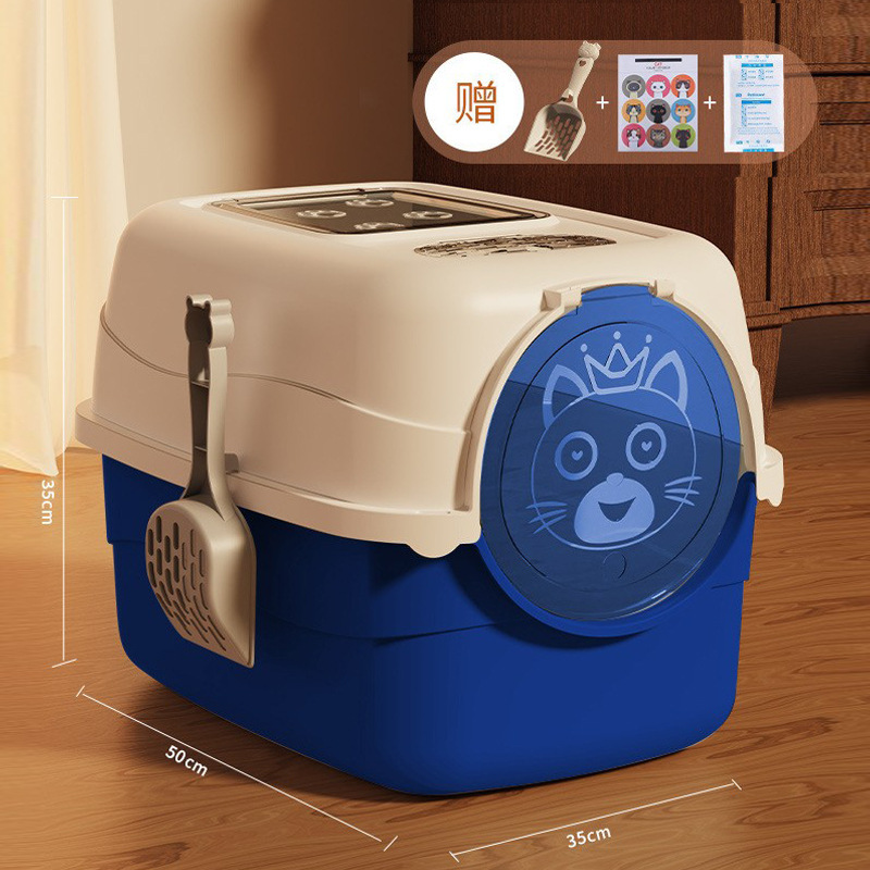 Caja de arena para gatos completamente cerrada inodoro para gatos desodorante de gran tamaño anti-salpicaduras con arena caja de arena pequeña caja de arena para gatos suministros para gatos