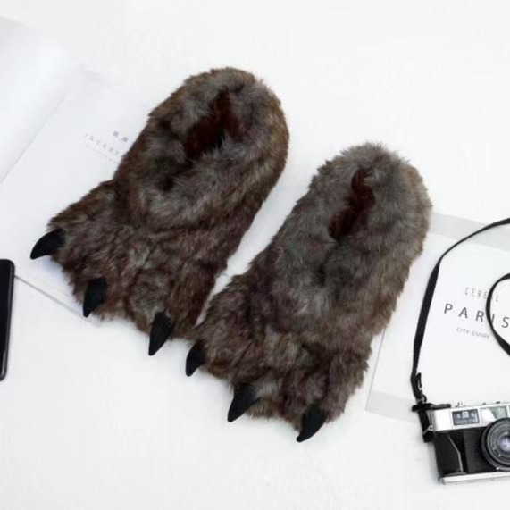 2023 Otoño e Invierno nuevos zapatos de garra de dibujos animados de terciopelo súper suave engrosada cómoda felpa de algodón zapatillas de gran tamaño zapatos