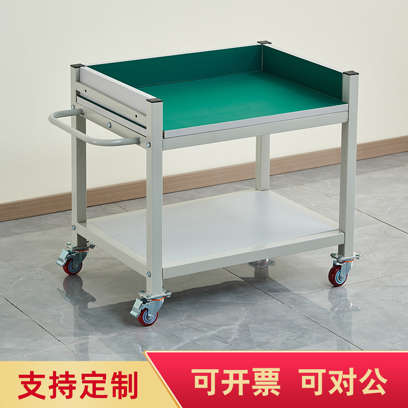 ♧防静电可移动工作台操作台车间物料周转推车多层带轮带围边测试