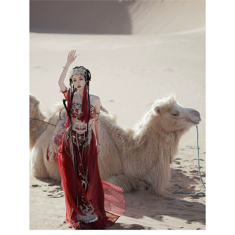 Пустынная принцесса Ту Цици Оригинальный экзотический стиль сценического костюма женщины Дуньхуан Фэйтянь Западный ветер Фотография