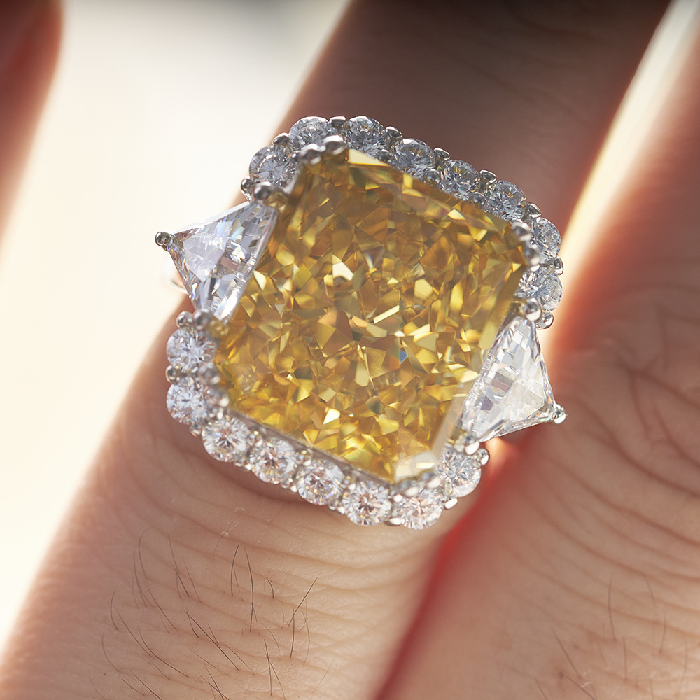 10 quilates VVS grado 3EX importado anillo de diamantes de alto carbono plata esterlina de cinco capas de platino grueso galvanizado con incrustaciones de diamantes ledean