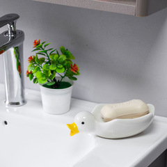 Soap box does not accumulate water. Household cute little duck personalized soap box. Multifunctional punch-free function drain soap box.