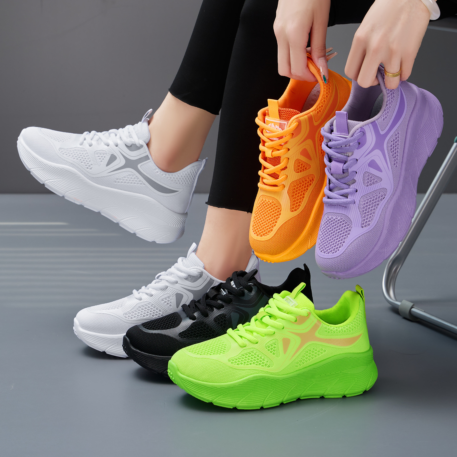 El Jin Seyuan| Zapatos de primavera de mujer zapatos de deporte transpirables, zapatos de altura de suela gruesa, zapatos de mujer cómodos, zapatos casuales