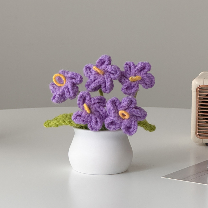 Regalos de día al por mayor girasoles para chicas, ramo de lana tejida a mano, adornos de mesa pequeños