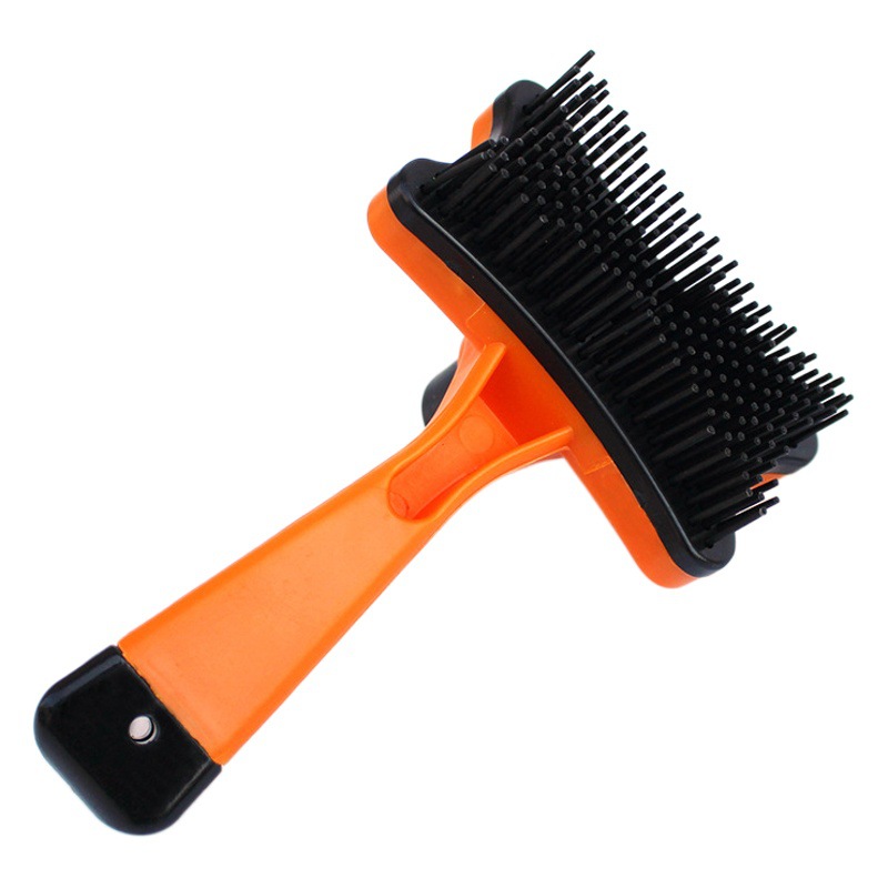 T peine para mascotas perro peine autolimpiante peine de un solo clic peine para el cabello peine de gato masaje de plástico cepillo de belleza para mascotas