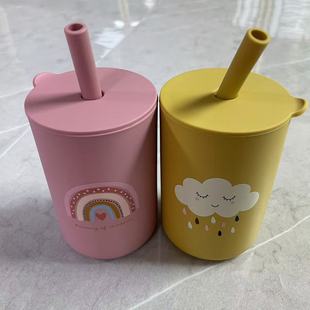 Cross-border Hot Selling Silicone Children's Drinking Cup Baby Food Training Cup Baby Drinking Silicone Suction Cup