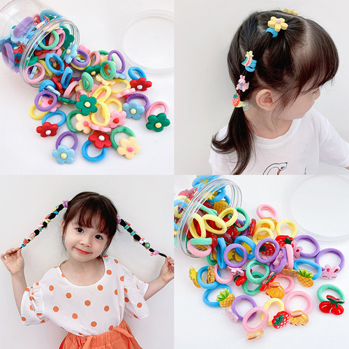 Children's Hair Tie Rubber Band Small Hair Tie Girls Cartoon Towel Ring Baby Doesn't Hurt Hair High Elasticity Headband Hair Accessories