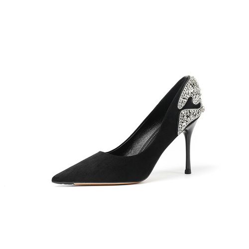 868-76 celebrity water diamond lady's high heels  new pointed toe shallow mouth slim heel 9 cm women's single shoe