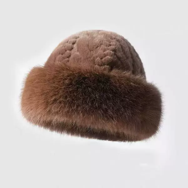 2026 New Autumn and Winter Faux Fox Fur Mongolian Hat for Women, Thickened Plush Warm Bucket Hat, Versatile Embossed Fisherman Hat