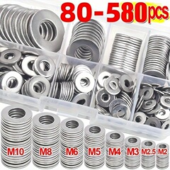 80-580 個のクロスボーダーセットステンレス鋼平ワッシャー M2-M12 組み合わせキット滑り止め固定平ワッシャー