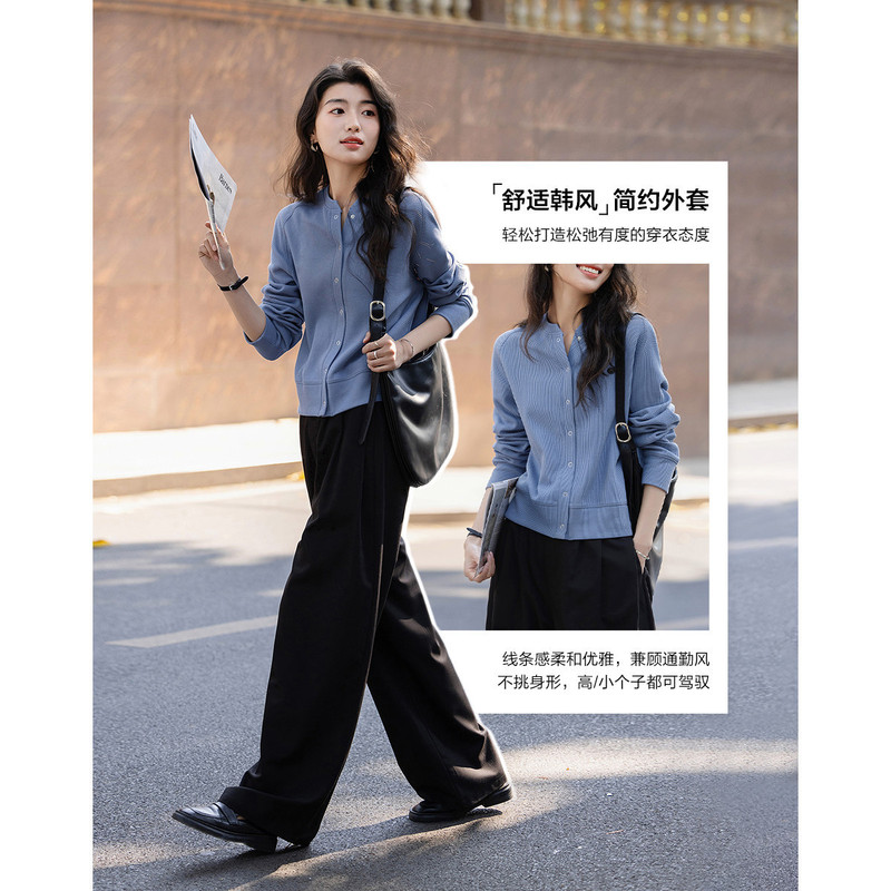 顺其自然系列2025春秋季韩风华夫格肌理四合扣小个子藏肉女式外套|undefined