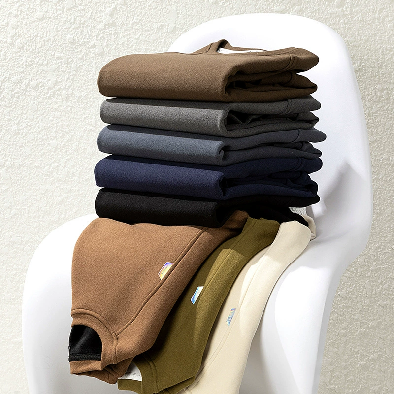 Мужской свитер De Rong, Мужская футболка с длинными рукавами, Мужская весенне-осенняя новая одежда на флисовой подкладке, осенне-зимняя Базовая рубашка