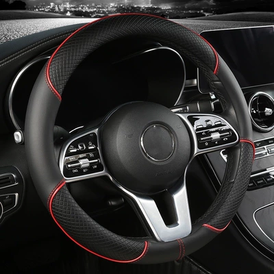 Cross-Border Car Steering Wheel Cover for All Seasons, Leather Anti-Slip Inner Ring, Cool Striped Steering Wheel Cover Source Factory