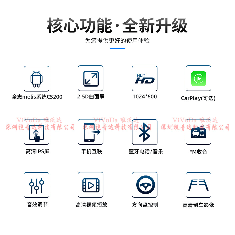 Cross-border 9-inch large screen frame host wireless carplay/Android Auto car MP5 Bluetooth player