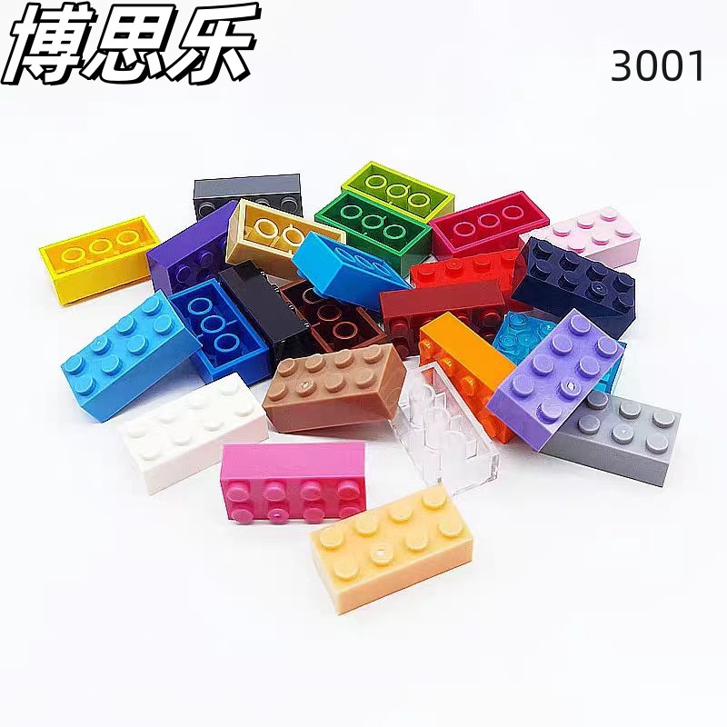 Compatível com LEGO 3001 tijolo grosso blocos de construção de partículas pequenas 2x4 furos tijolo básico brinquedos de montagem educacional para crianças