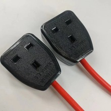 廠家定制英標電源線 紅色裝配三插英標母座插頭