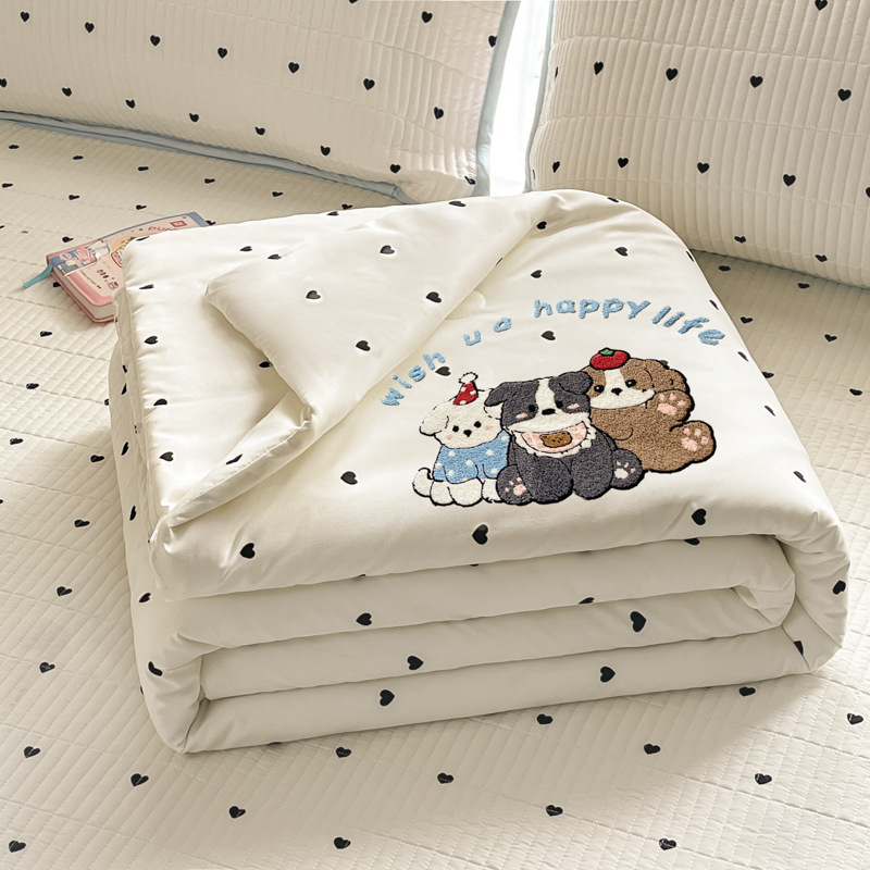 Toalla de dibujos animados bordada colcha fresca de verano lavable a máquina para niños de verano