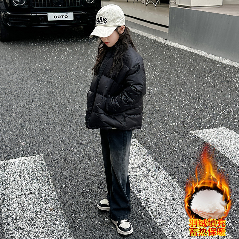 3 대 1 어린이 컬러 매칭 재킷 다운 재킷 화이트 덕 다운 라이너 겨울 두꺼운 따뜻한 소녀 패션 탑