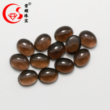 天然宝石茶晶椭圆戒面蛋/旦形素面烟晶裸石 手链戒指镶嵌厂家批发