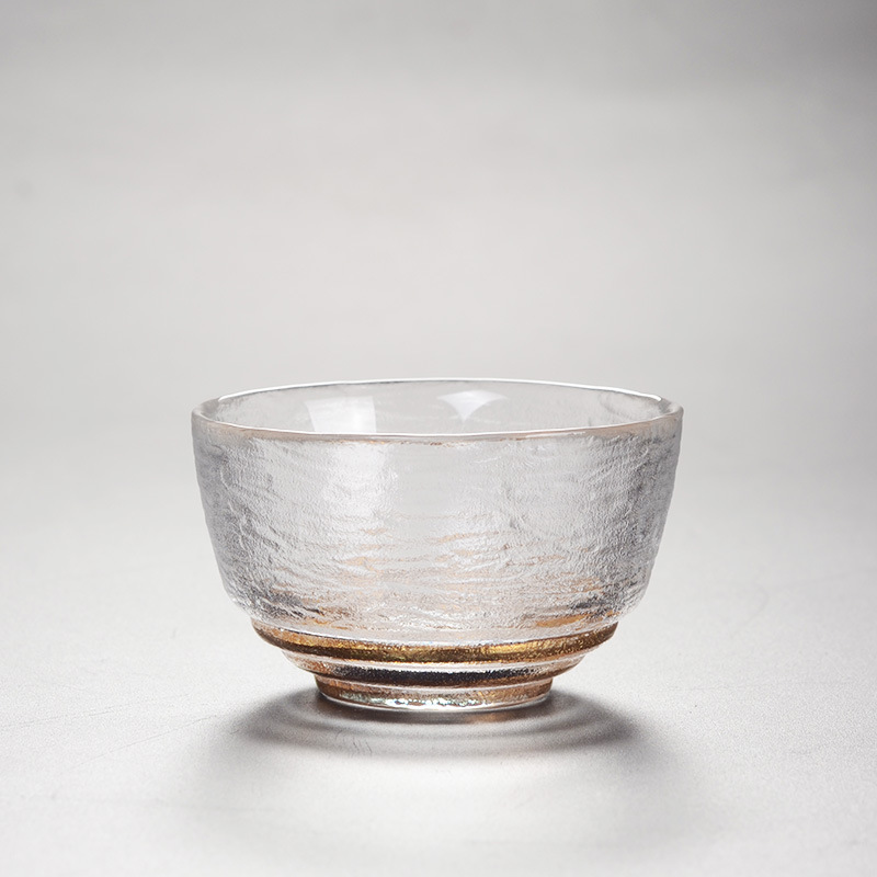 Taza de té de cristal del corazón del Zen exportada a Japón que dibuja el patrón del ojo del martillo del oro taza del maestro taza de té hecha a mano juego de té del Kung Fu