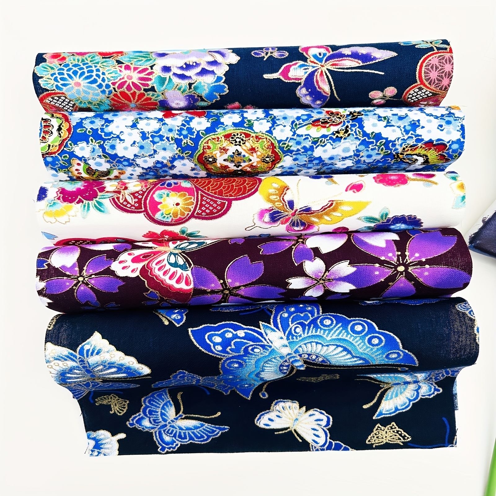 Tejida floral estilo japonés hand made algodón juego de tela estampada japonesa patchwork de bricolaje hecho a mano pequeña cabeza de tela floral 5 piezas