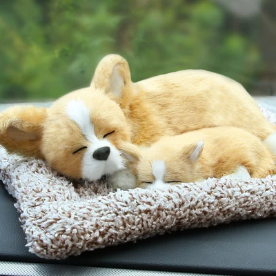Aktiv kömürlü qoxu uducular – Car decoration item: activated carbon artificial - bamboo-charcoal-dog-chihuahua-light-colored-mother-and-child-model-contains-400g-of-nano-mineral-crystals