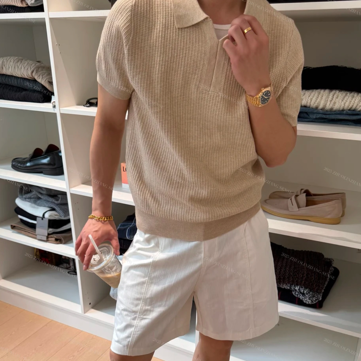 Polo camiseta de manga corta camiseta de punto hombre viejo estilo de dinero británico camiseta de negocios de verano hielo comercio exterior al por mayor transfronterizo