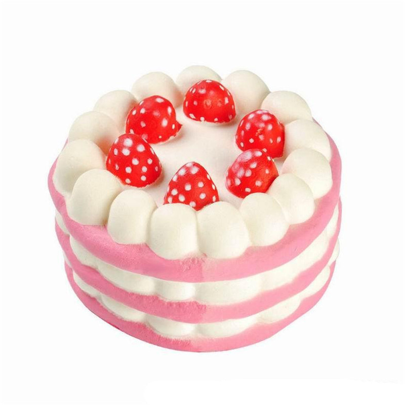 Squishy alimento simulado crema pastel de fresa comer jugar DIY húmedo suave rebote lento niños juguetes caseros pequeños