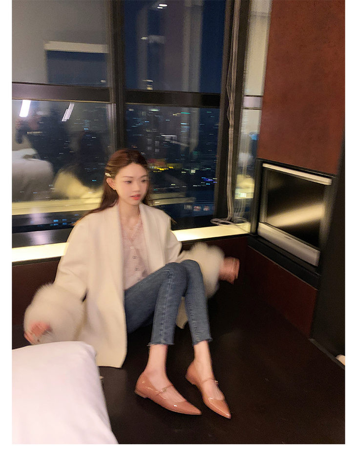 Giày cao gót nữ mũi nhọn quai ngang da mềm gót thấp 1–3 cm — Màu hồng nude, Màu đen chi tiết 45