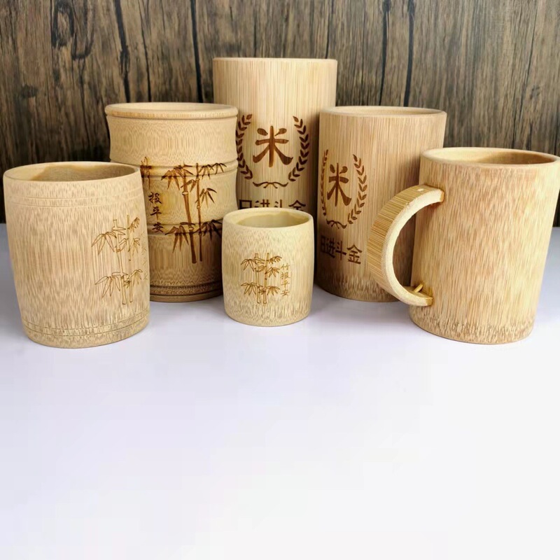 Bamboo products carbonized bamboo cup bamboo cup wine glass handle Cup bamboo tube creative travel crafts stall supply wholesale