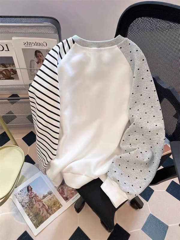 圆领套头小狗卫衣女2025新款春秋季潮牌休闲设计感拼接假两件上衣|undefined
