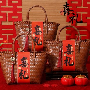 Woven basket, handheld gift box, Chinese style, Birthday gift