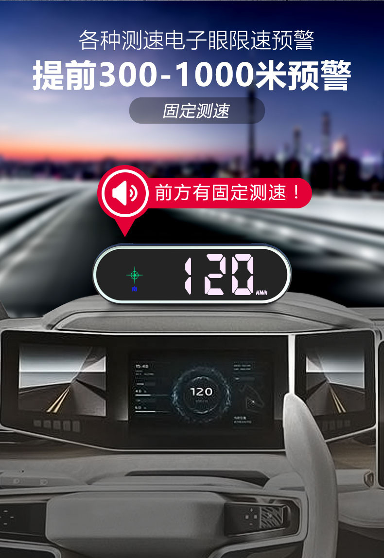 Car-Mounted Electronic Speed Detector Head-Up Display Radar with Automatic Update 2024 New Model Beidou Hud Car Device