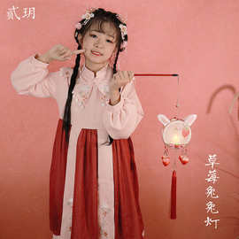 贰玥新品灯笼汉服饰品兔子草莓流苏宫灯拍摄道具中秋【草莓兔兔】