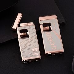 晨龍CL1802超薄窄版紅火創意前滾點火防風電子感應充氣打火機